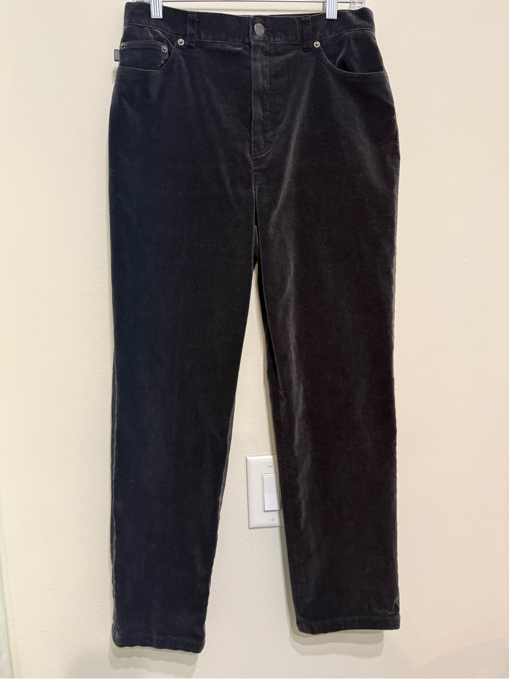 Ralph Lauren Black Velvet Straight-Leg Pants
